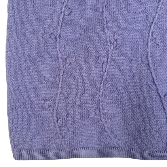 Herman Geist Wool Sweater Womens Size Medium Purple Floral Cardigan Full Zip - Picture 4 of 7